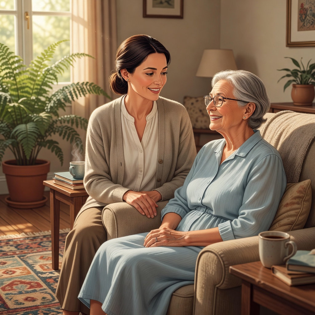 Caregiver and participant in calm home visit